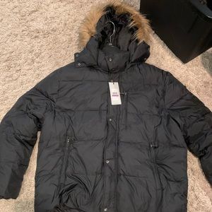 COLE HAAN Faux Fur Detachable Hood jacket size xxl